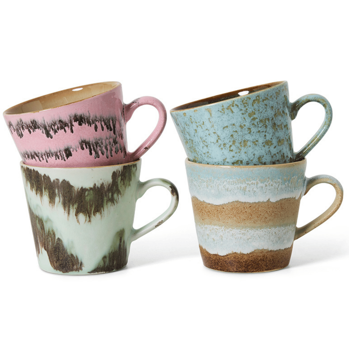 HKliving Cappuccinomok 70's Ceramics Dada 4 stuks 0.33 L