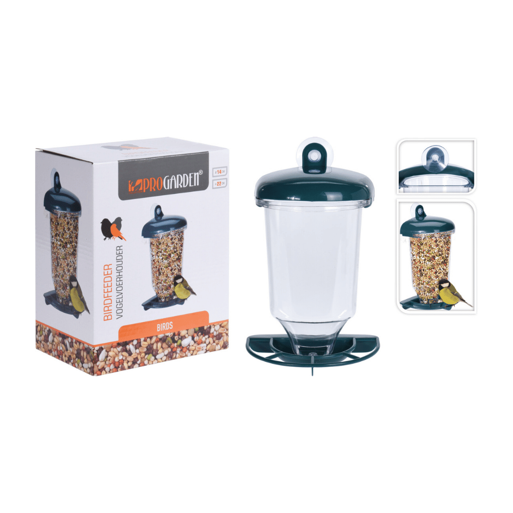 Pro Garden Vogelvoerhouder met Zuignap Groen 14 x 10.5 x 22 cm