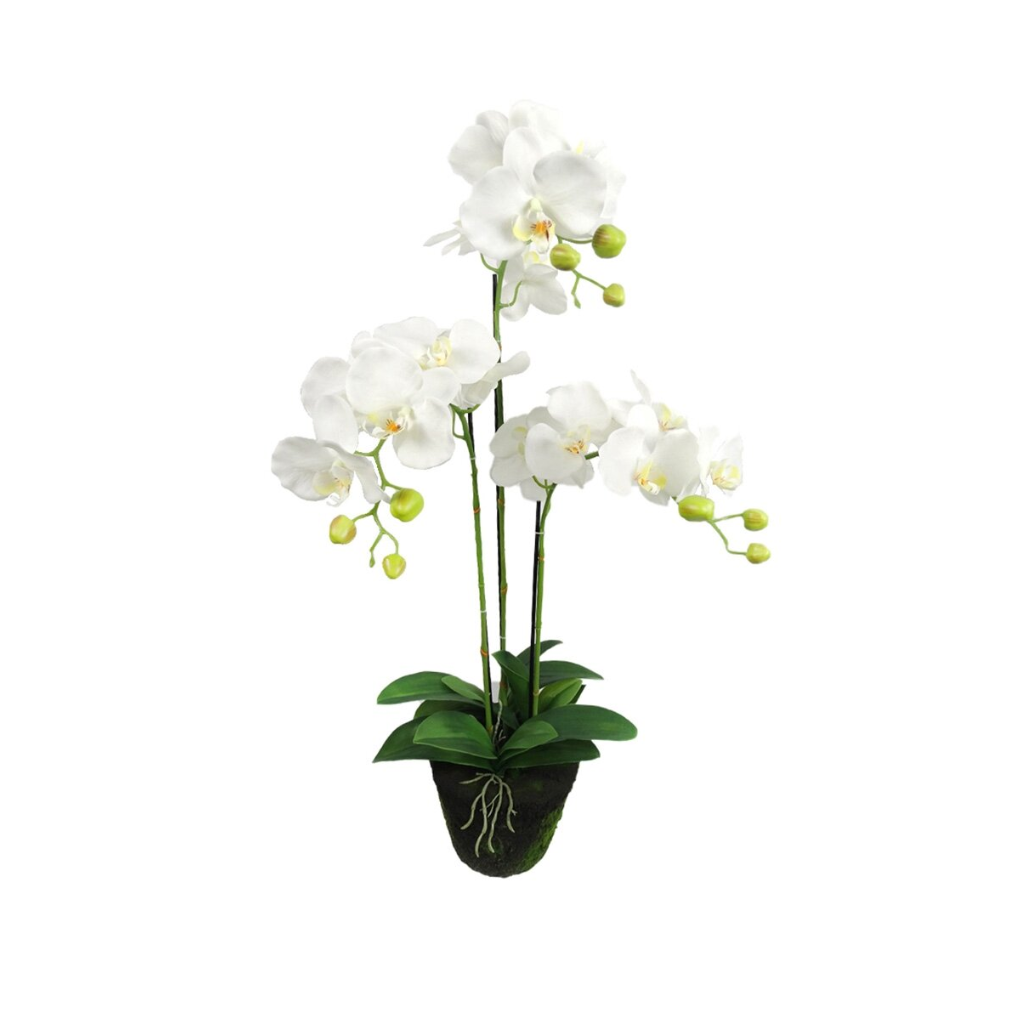 Kunstplant Orchidee 3 taks wit 80 cm