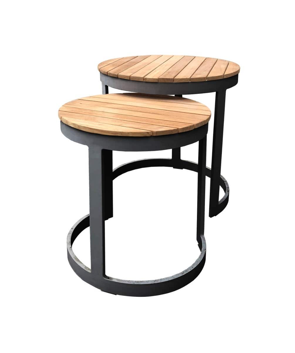 Royal Seasons Bijzettafel Aluminium Zwart 52 x 52 + 44 x 46 cm