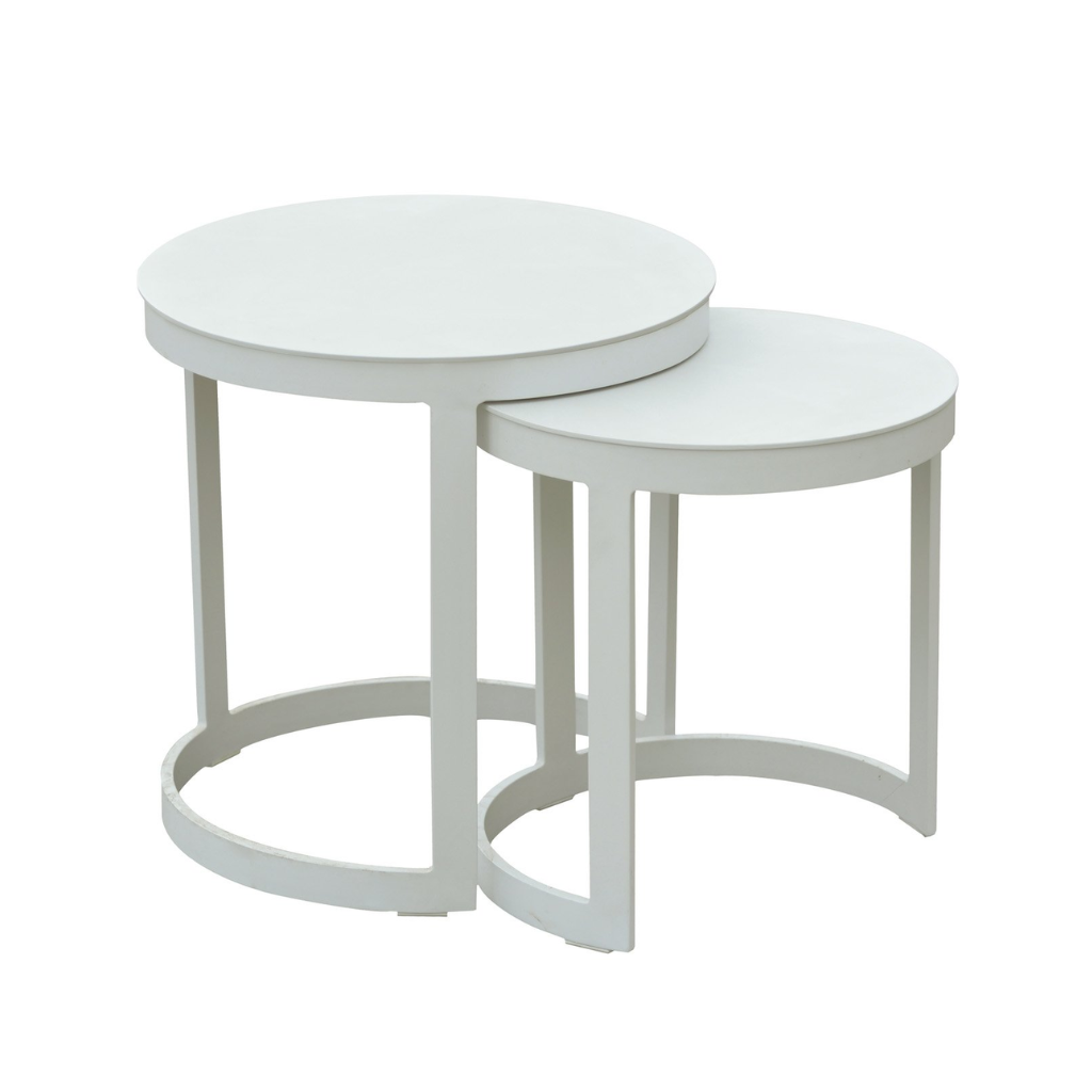 Royal Seasons Bijzettafel Aluminium Wit 52 x 52 + 44 x 46 cm