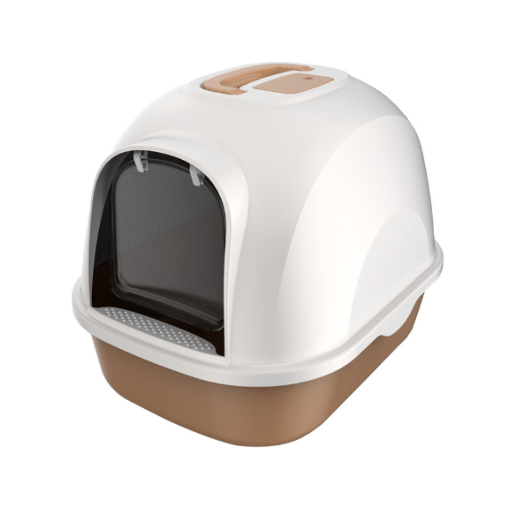 Kattenbak bruin-wit met schep 53 x 41 x 41 cm