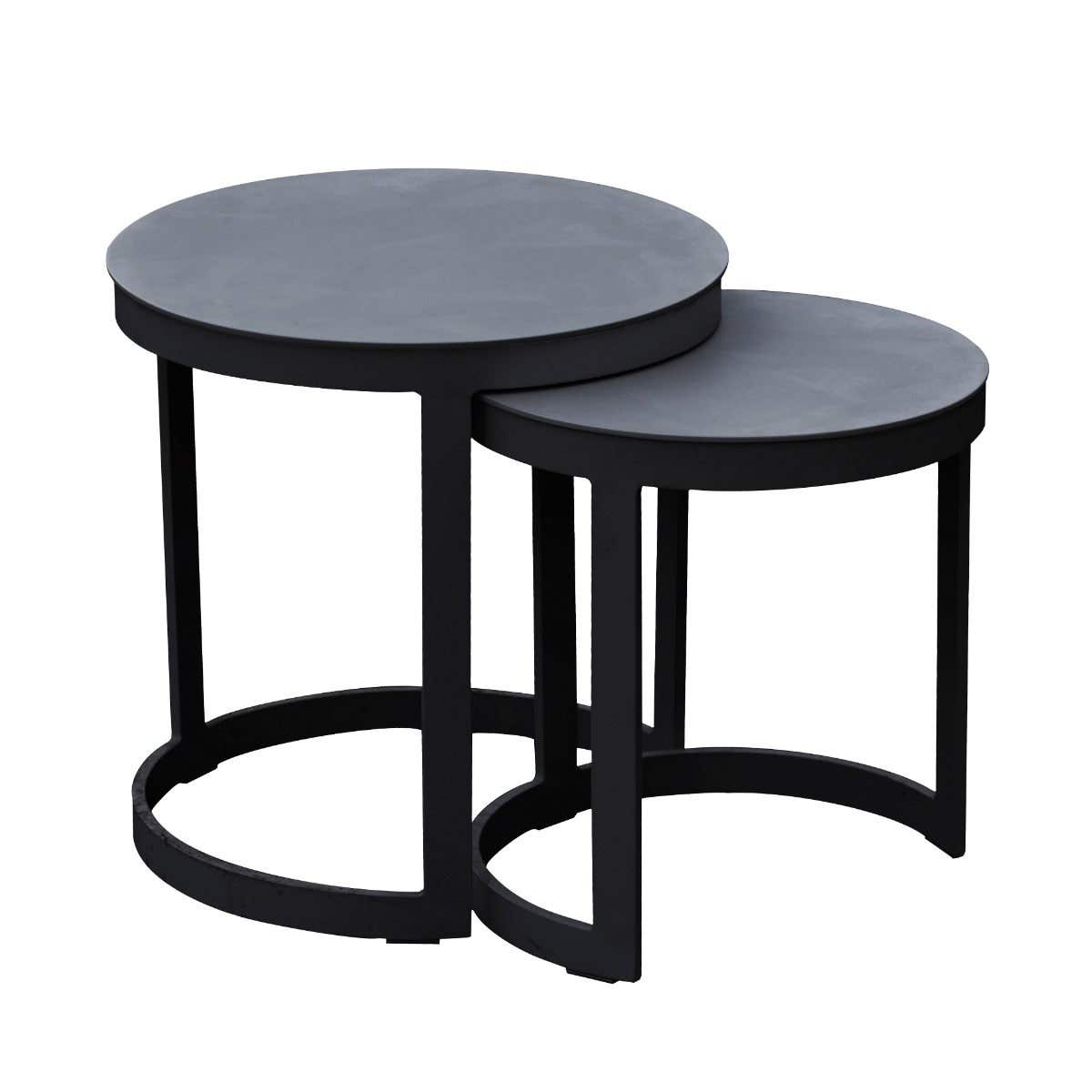 Royal Seasons Bijzettafel Aluminium Antraciet 52 x 52 + 44 x 46 cm