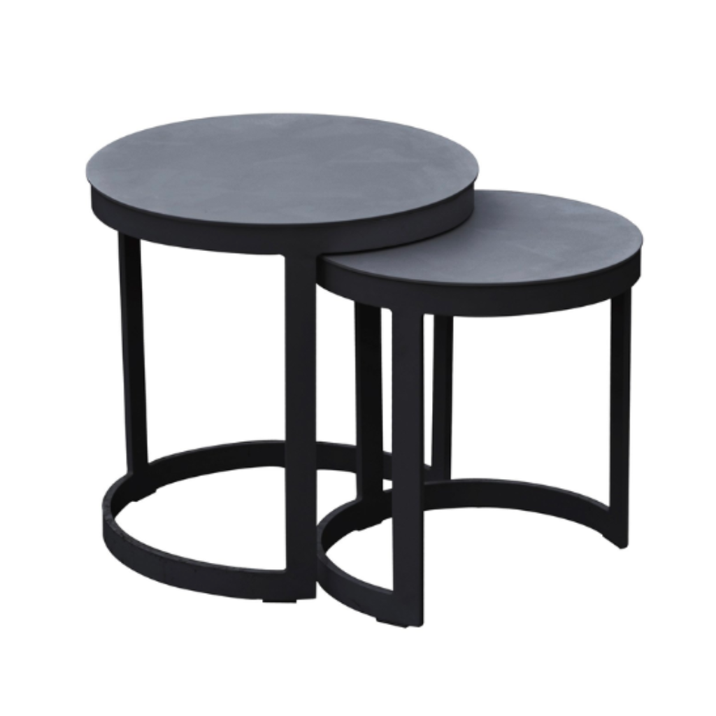 Royal Seasons Bijzettafel Aluminium Zwart 52 x 52 + 44 x 46 cm