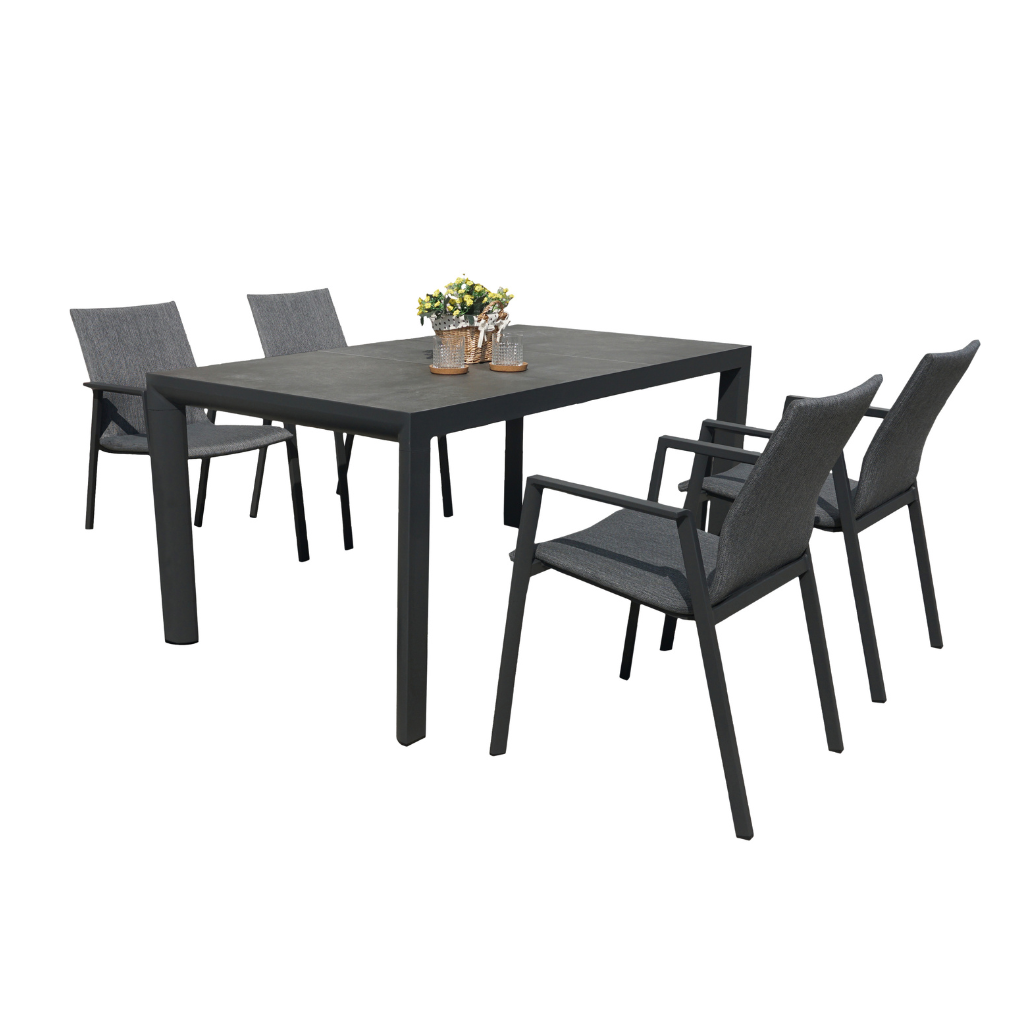Royal Seasons Diningset 4-zits Alora Zwart
