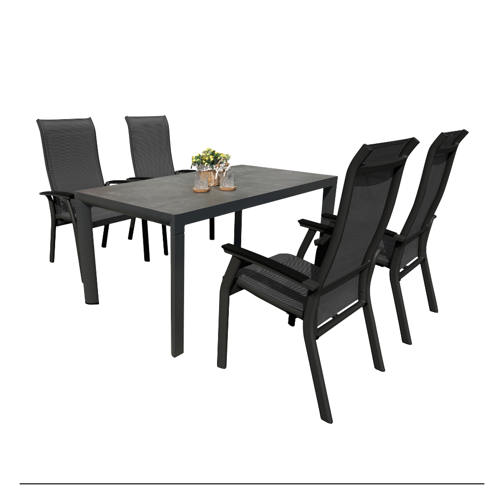Royal Seasons Diningset 4-zits Porto Antraciet