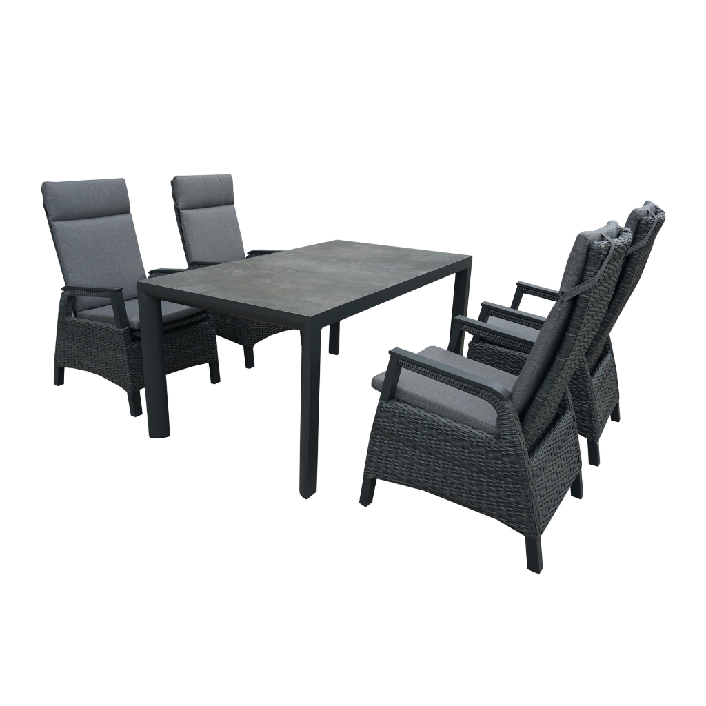 Royal Seasons Diningset 4-zits Fabio dining Antraciet