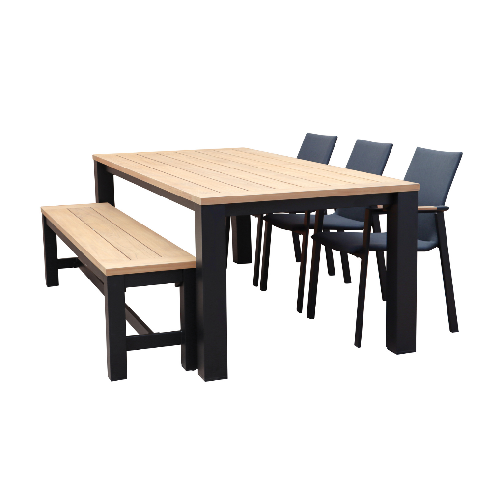 Royal Seasons Diningset 6-zits Atlanta Zwart