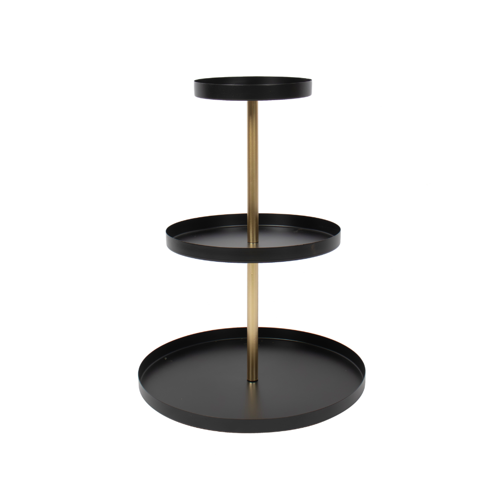 Etagere 3-laags zwart-goud 40 x 55 cm