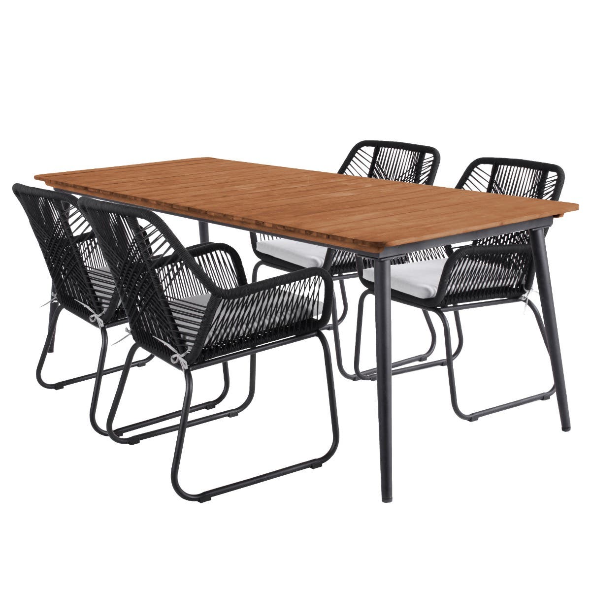 Ease up Diningset 4-zits Napoli Zwart