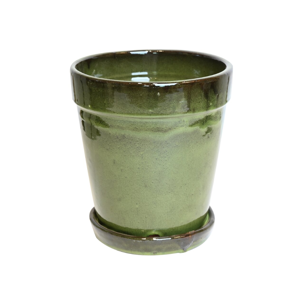 Pot met schotel groen 16 x 17 cm