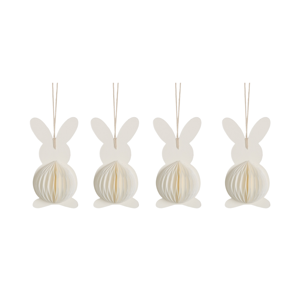 Papieren Paashaas 12 cm Wit 4 stuks