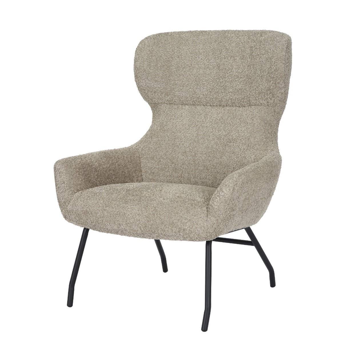 24Seven Loungestoel Pablo Bouclé Liver Grijs 78 x 80 x 104 cm
