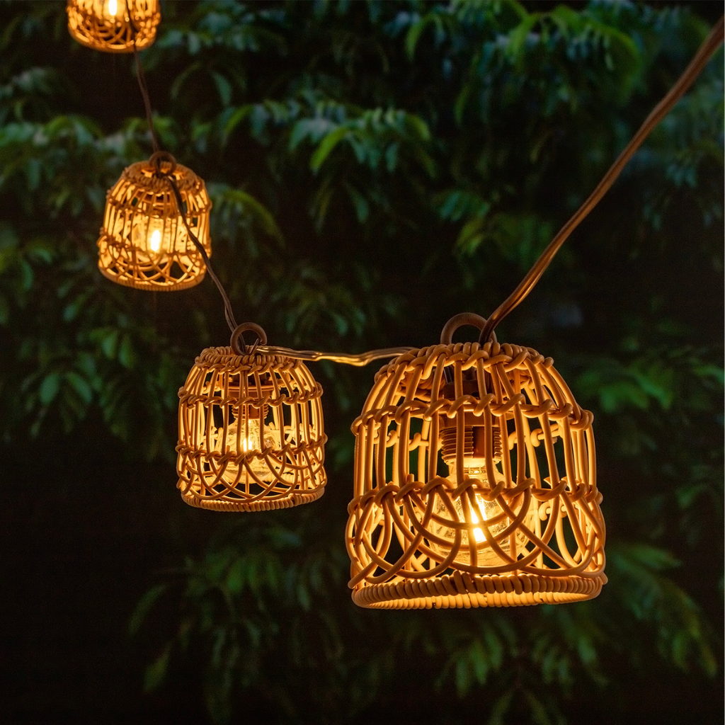 Solar partylight rotan 8 lampjes