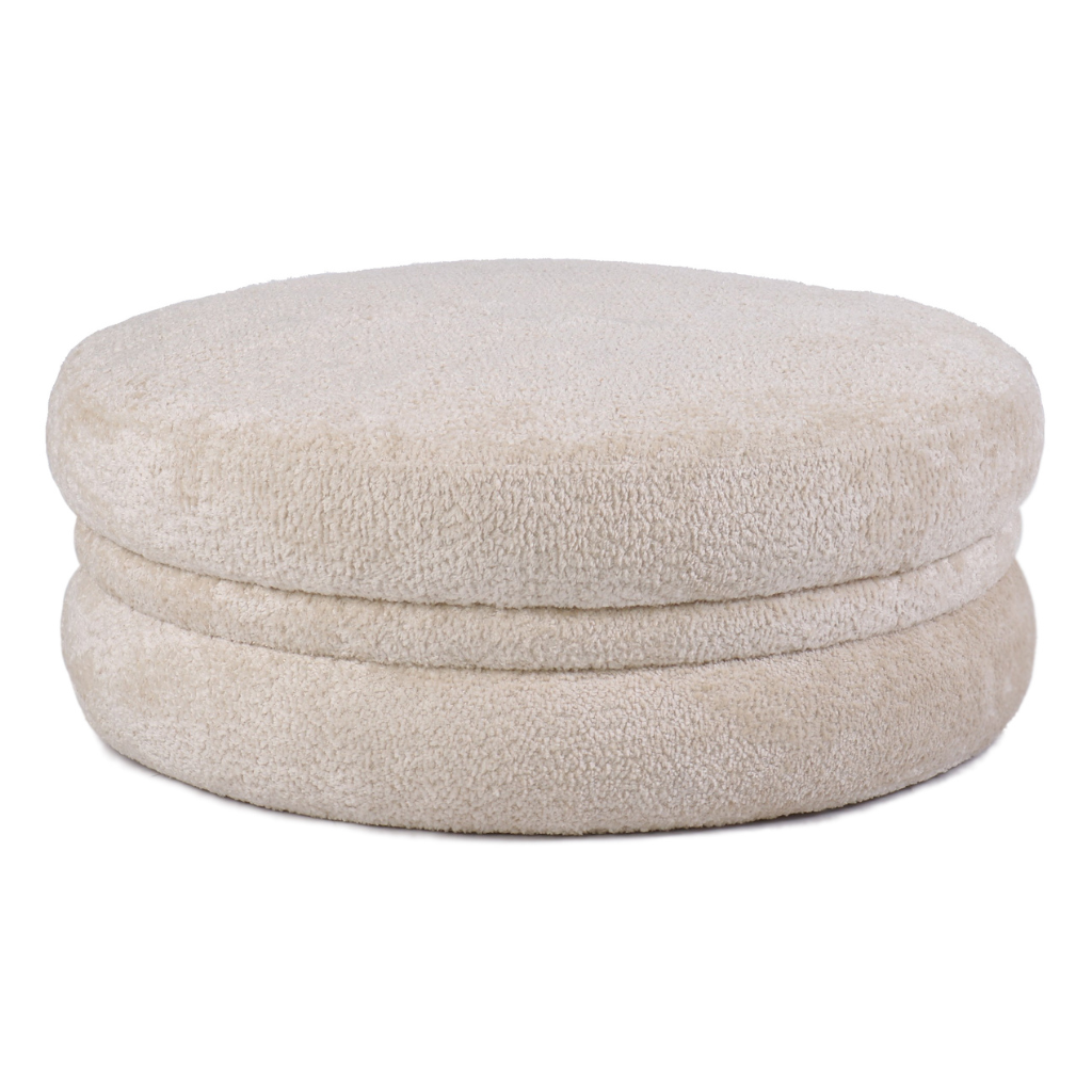 24Seven Poef Helsinki Rond Bouclé Beige 80 x 35 cm