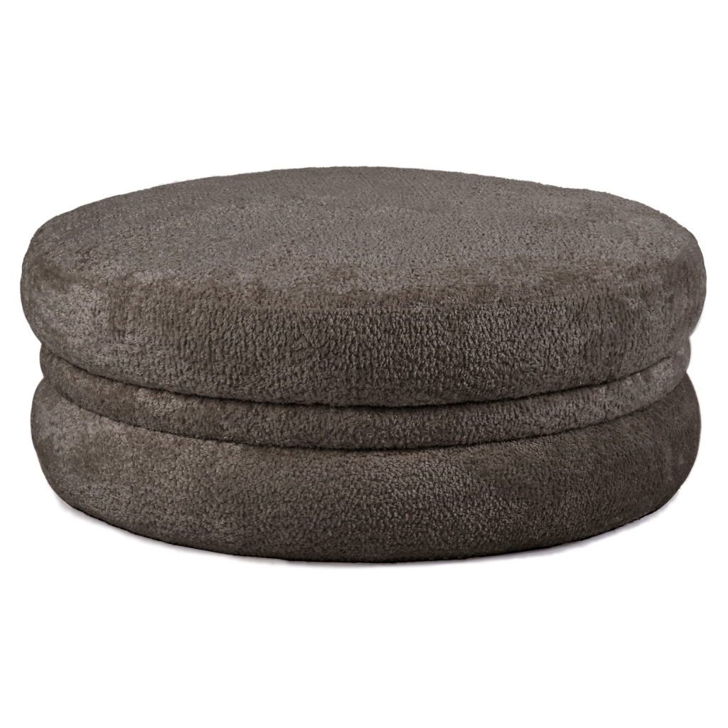 24Seven Poef Helsinki Rond Bouclé Taupe 80 x 35 cm