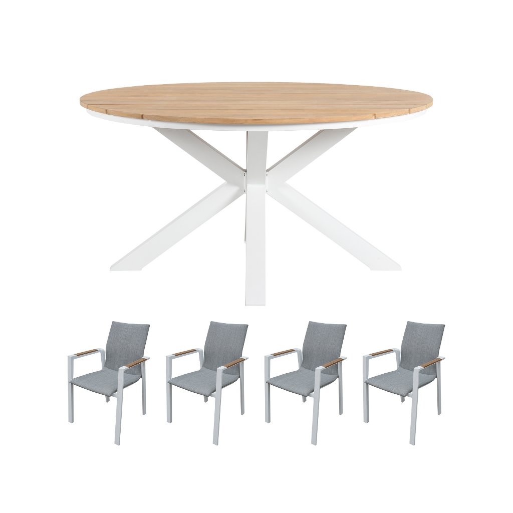 Royal Seasons Diningset 4-zits Rivièra Wit