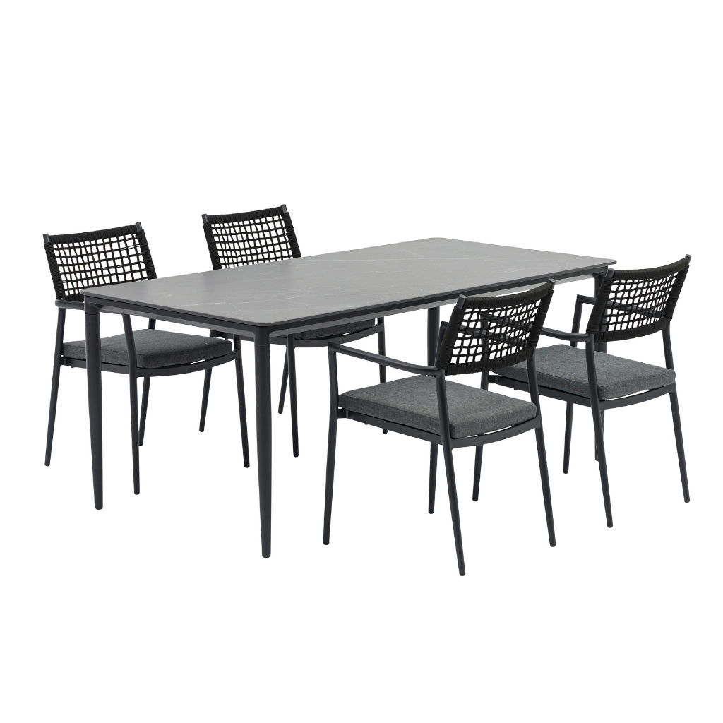 Ease up Diningset 4-zits Malmö Zwart
