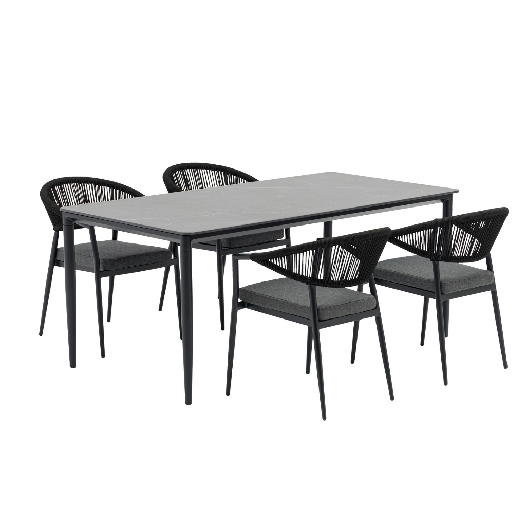 Ease up Diningset 4-zits Malmö Antraciet