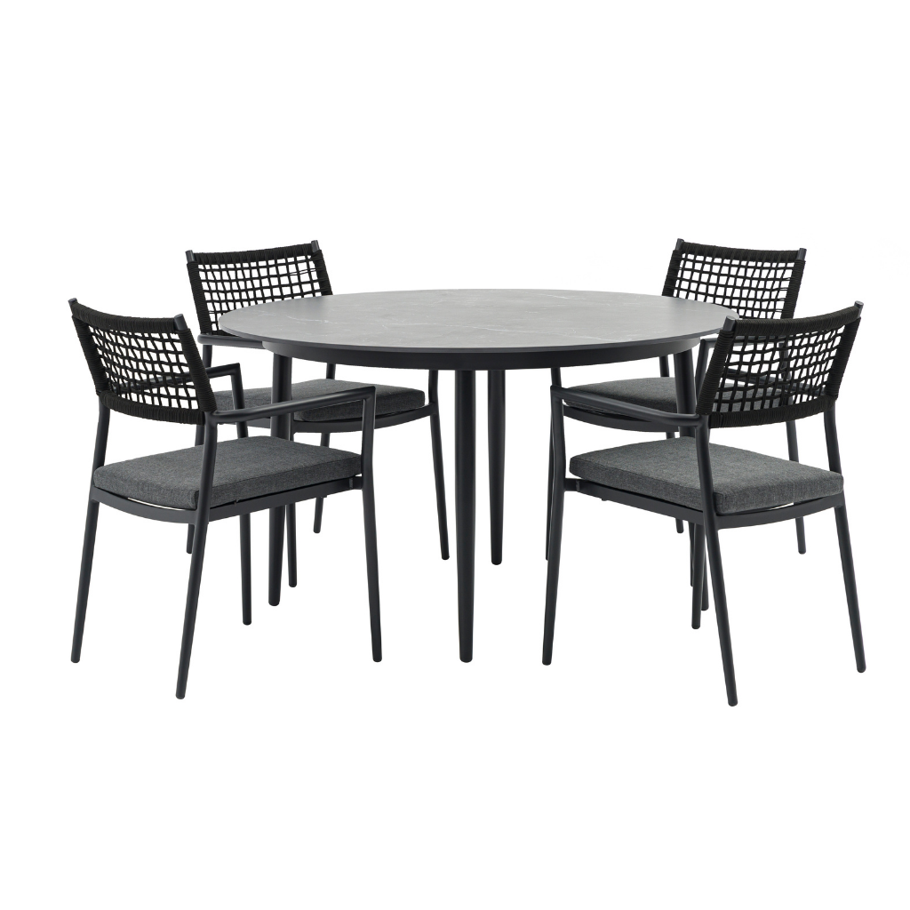 Ease up Diningset 4-zits Malmö Antraciet