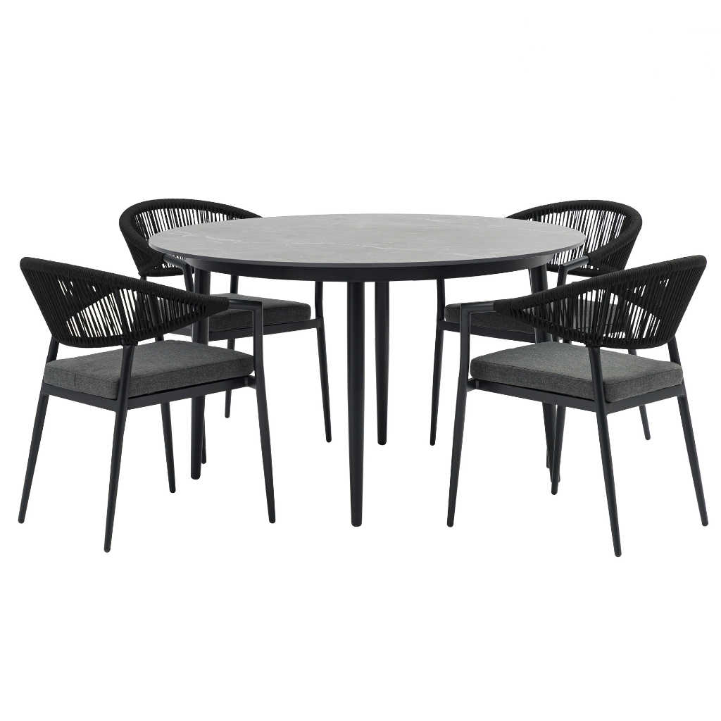 Ease up Diningset 4-zits Bo Zwart