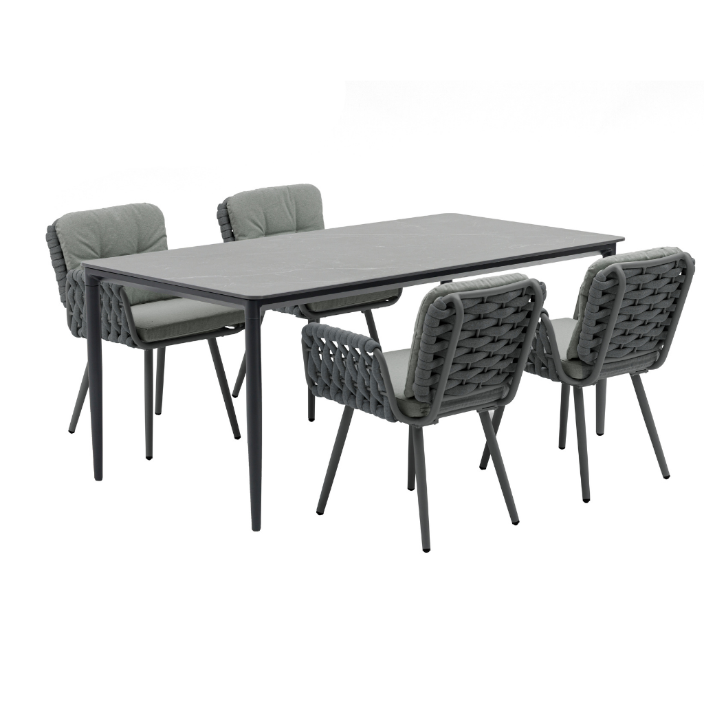 Ease up Diningset 4-zits Malmö Antraciet