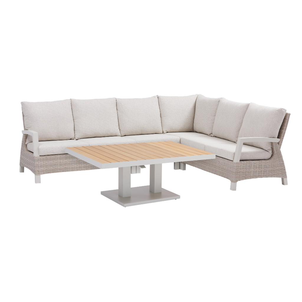Royal Seasons Loungeset 6-zits Athene met Verstelbare Tafel Zand
