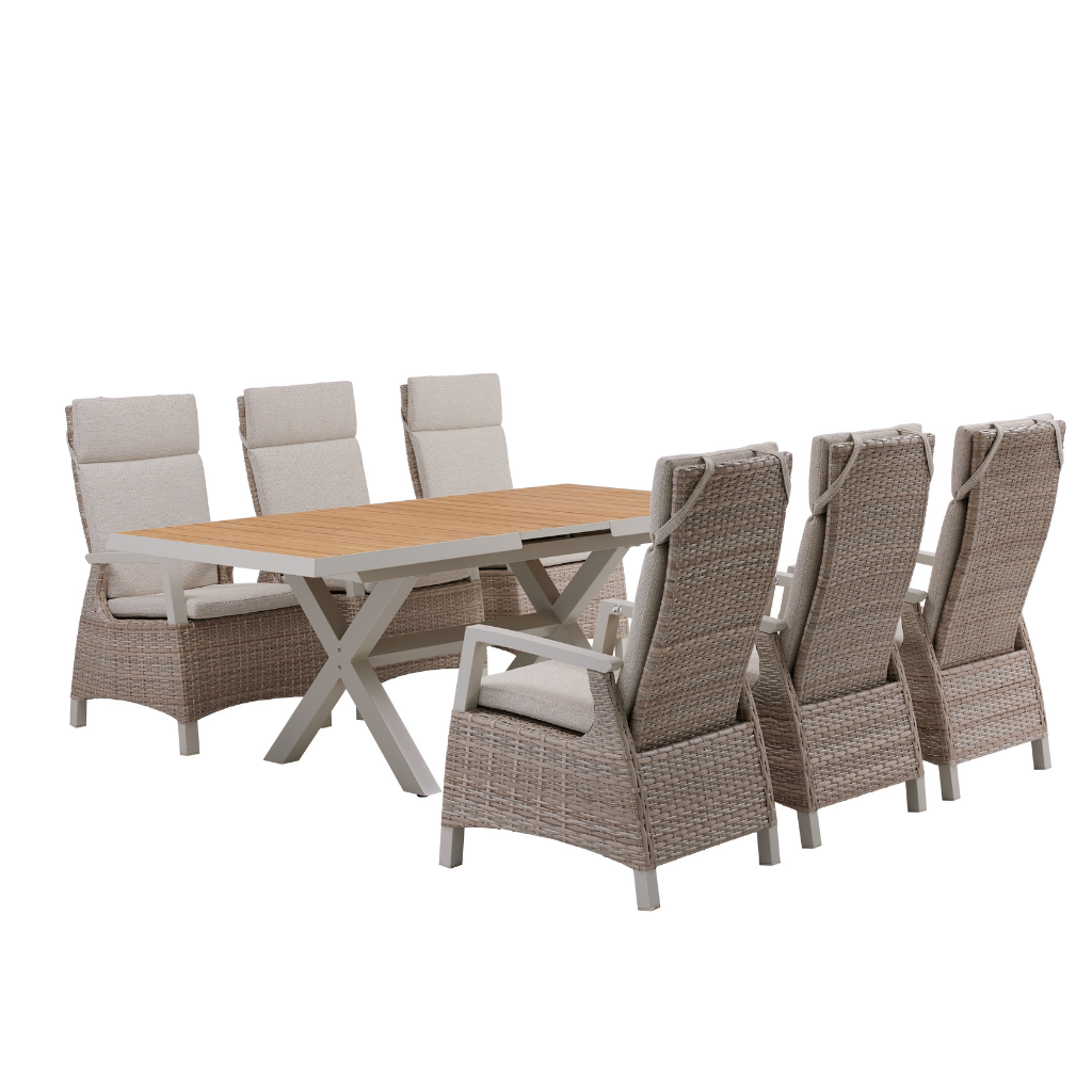 Royal Seasons Uitschuifbare Diningset 6-zits Athene Naturel