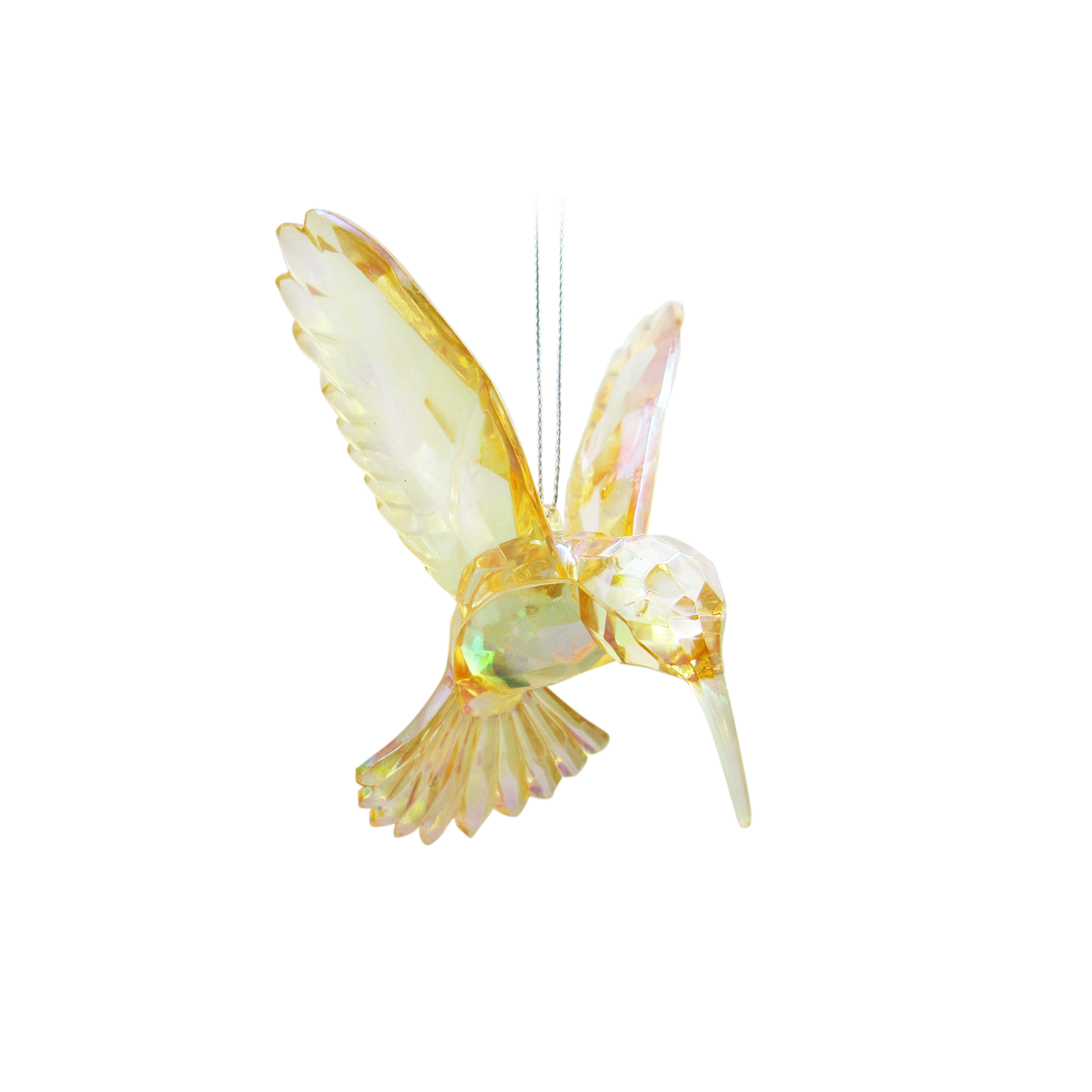 Ornament kolibri goudgeel 9 x 10 x 11 cm