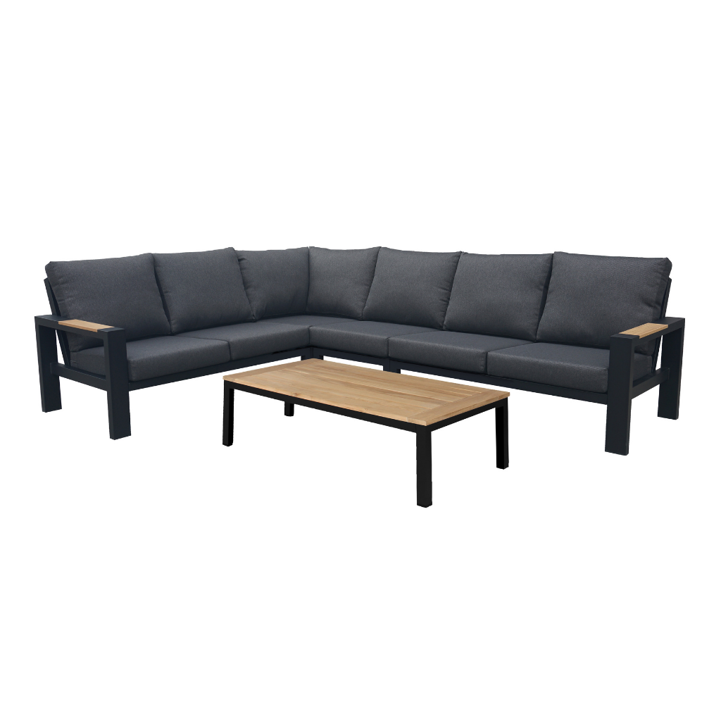 Royal Seasons Loungeset 6-zits Memphis met Atlanta Salontafel Zwart
