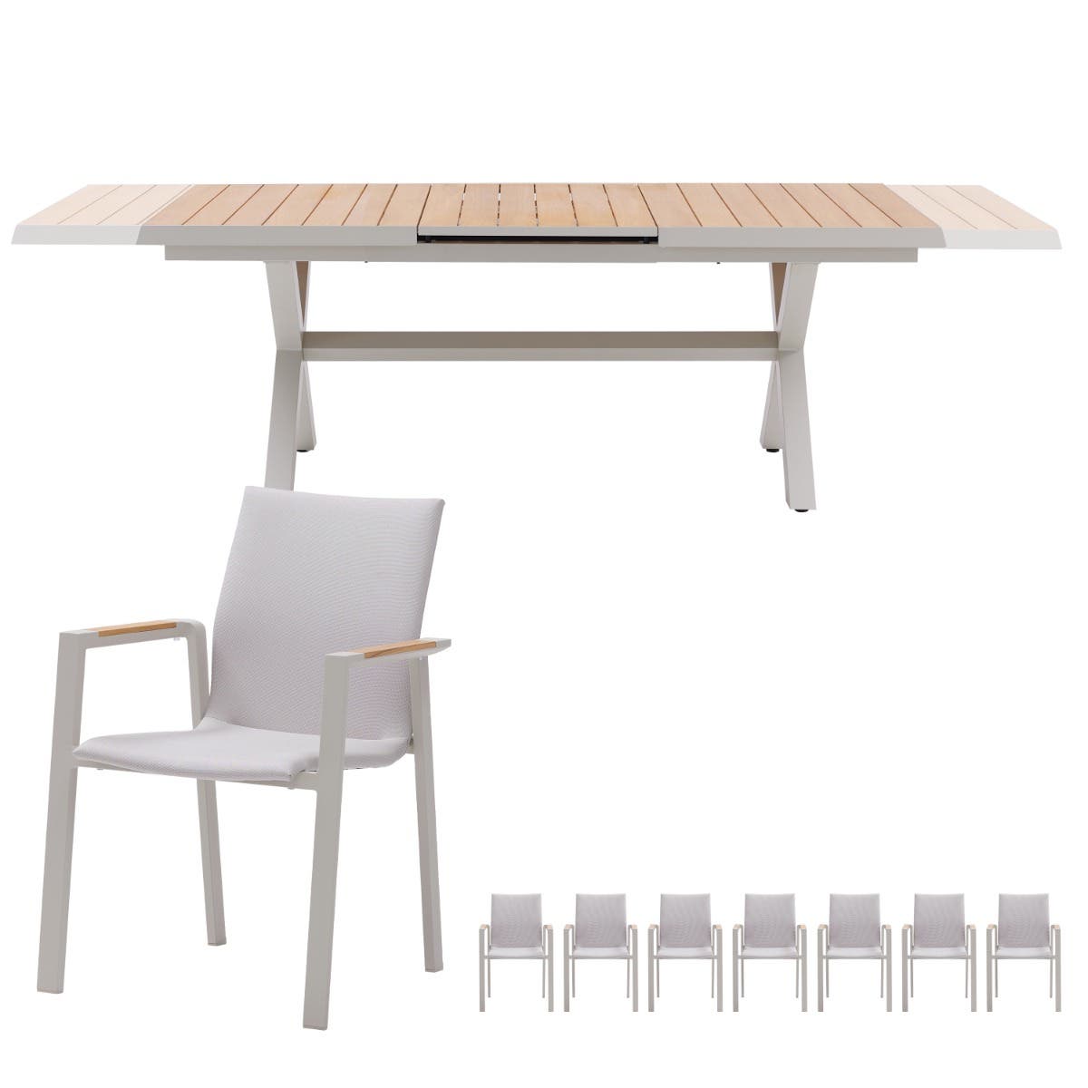Royal Seasons Solare uitschuifbare dining set voor 8 personen