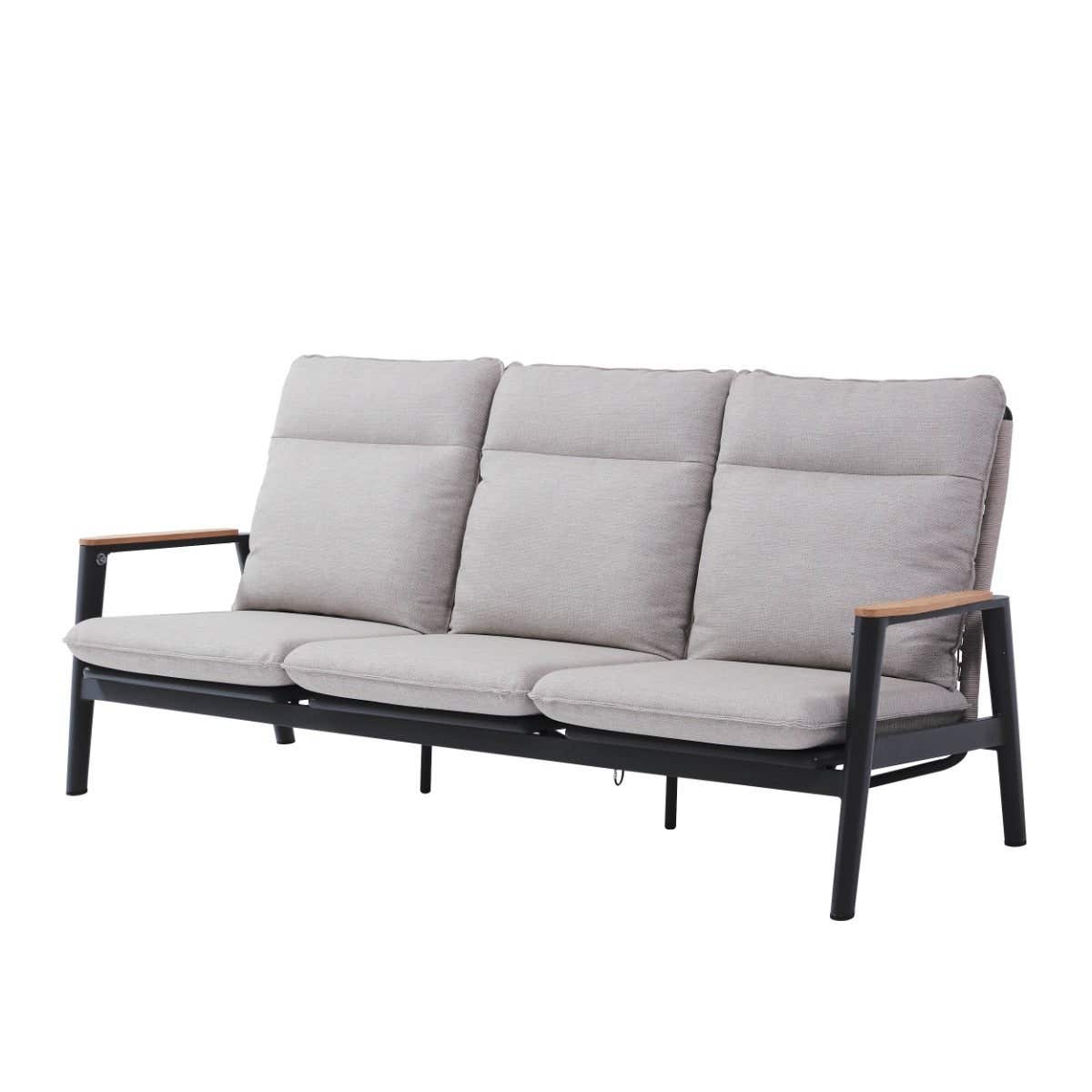 Royal Seasons Bank 3-zits Portland Zwart 213 x 86 x 92 cm