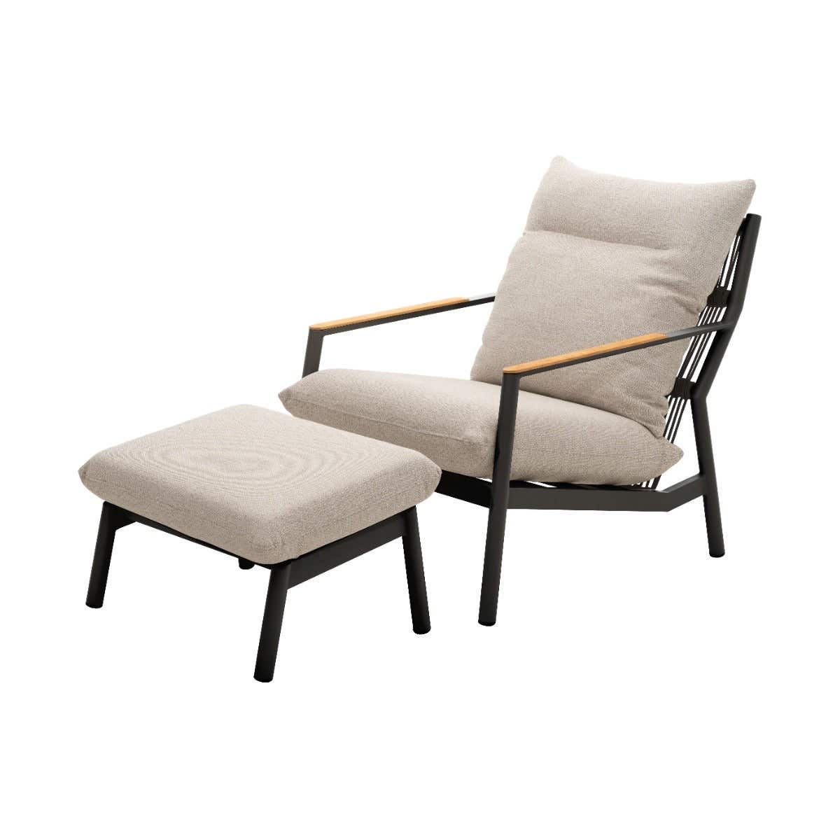 Royal Seasons Las Palmas lounger XL met hocker antraciet