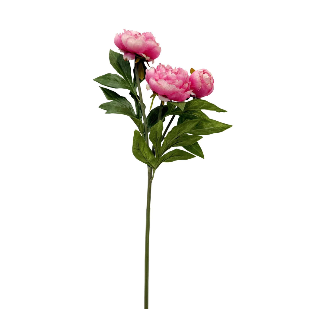 Kunstbloem Pioenroos 3 kops fuchsia 76 cm