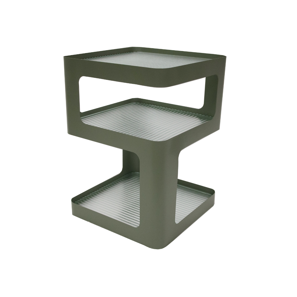 De Bosrand Bijzettafel Glas Salie Groen 35 x 35 x 49 cm