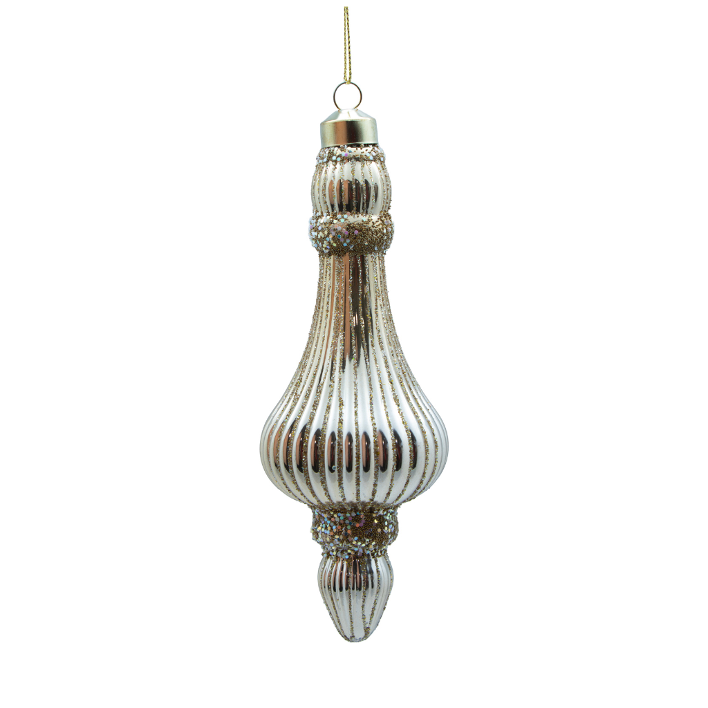 Kerstornament champagne glas 17 cm
