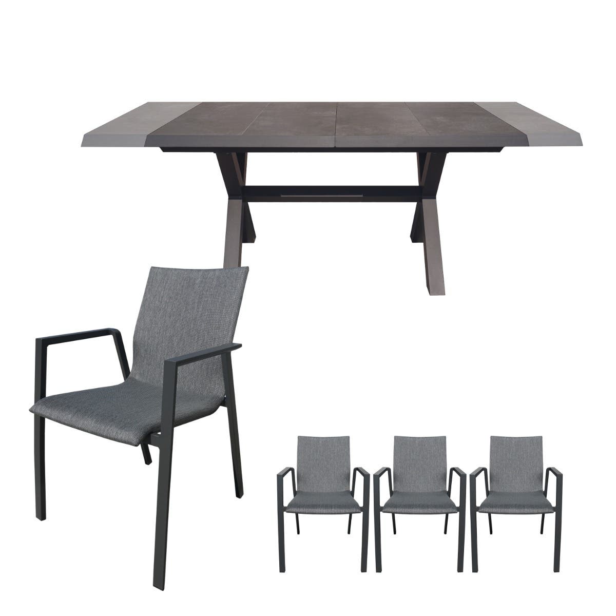 Royal Seasons Uitschuifbare Diningset 6-zits Alora Antraciet