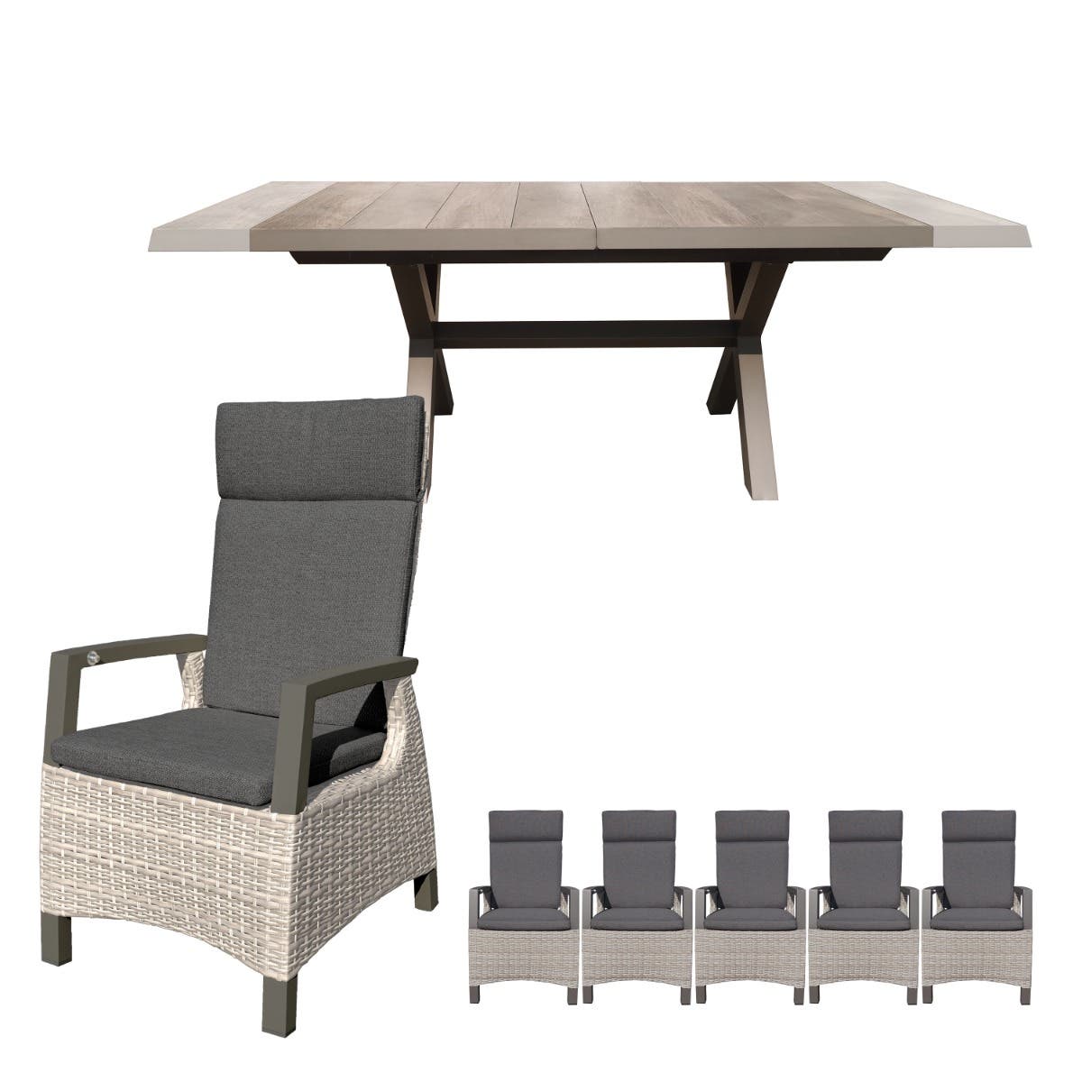 Royal Seasons Uitschuifbare Diningset 6-zits Costa Naturel