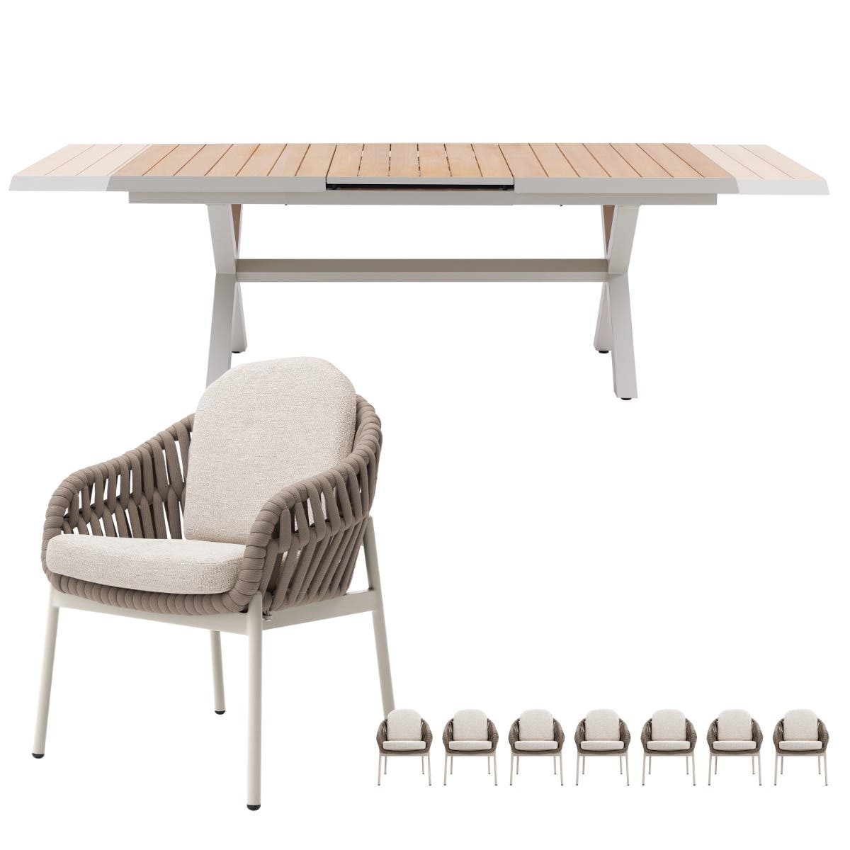 Royal Seasons Uitschuifbare Diningset 8-zits Doha Zand