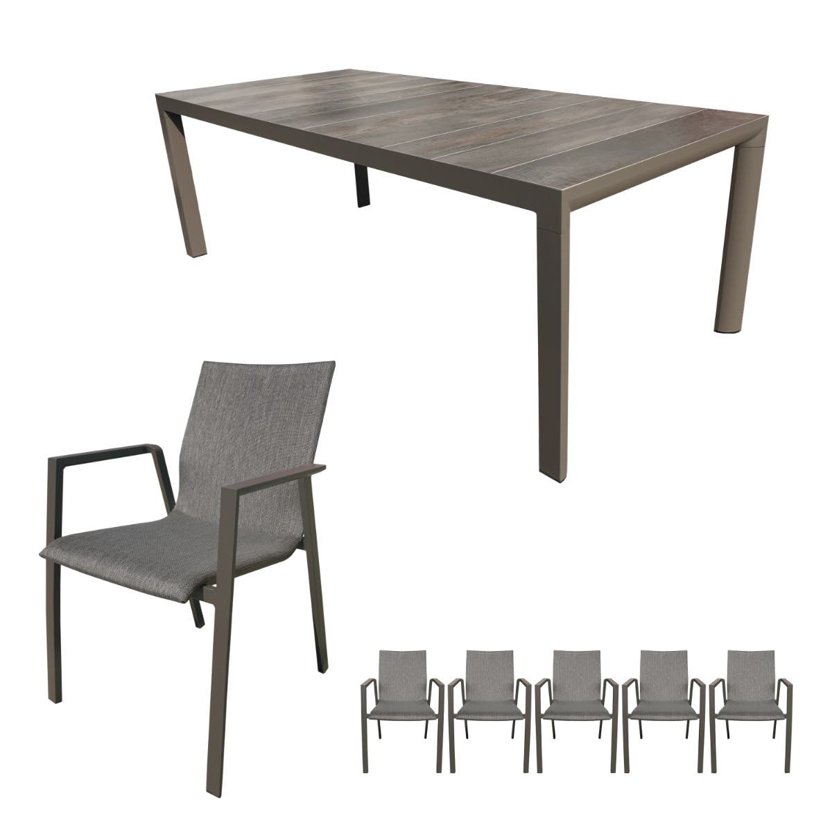 Royal Seasons Diningset 6-zits Sevilla Antraciet