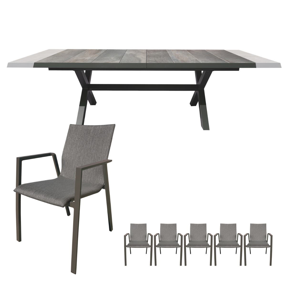Royal Seasons Uitschuifbare Diningset 8-zits Sevilla Antraciet