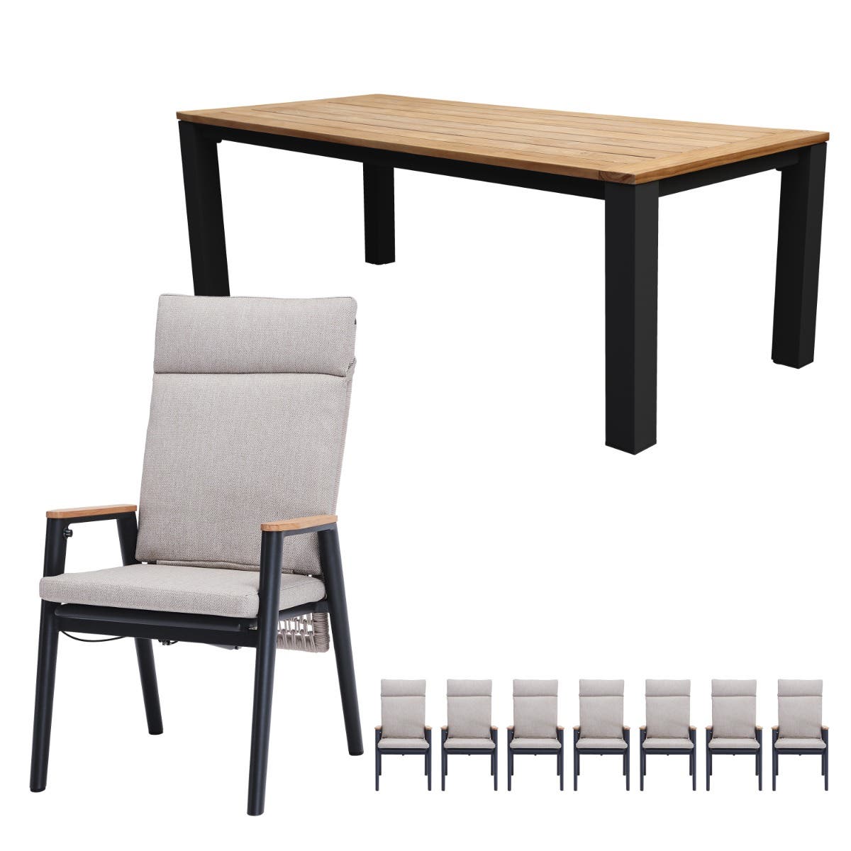 Royal Seasons Portland dining set teak hoog 6 personen