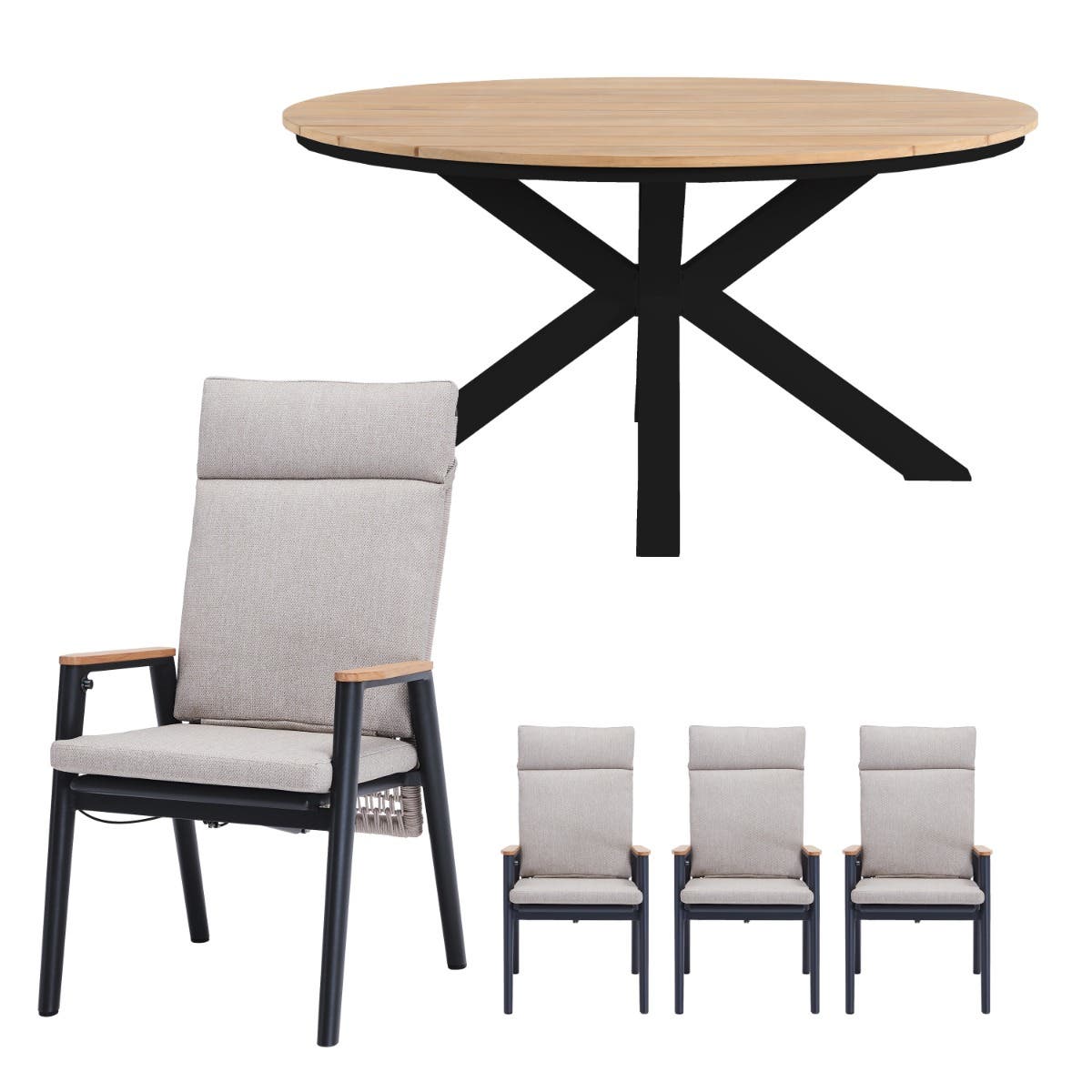 Royal Seasons Portland dining set teak hoog rond 4 personen