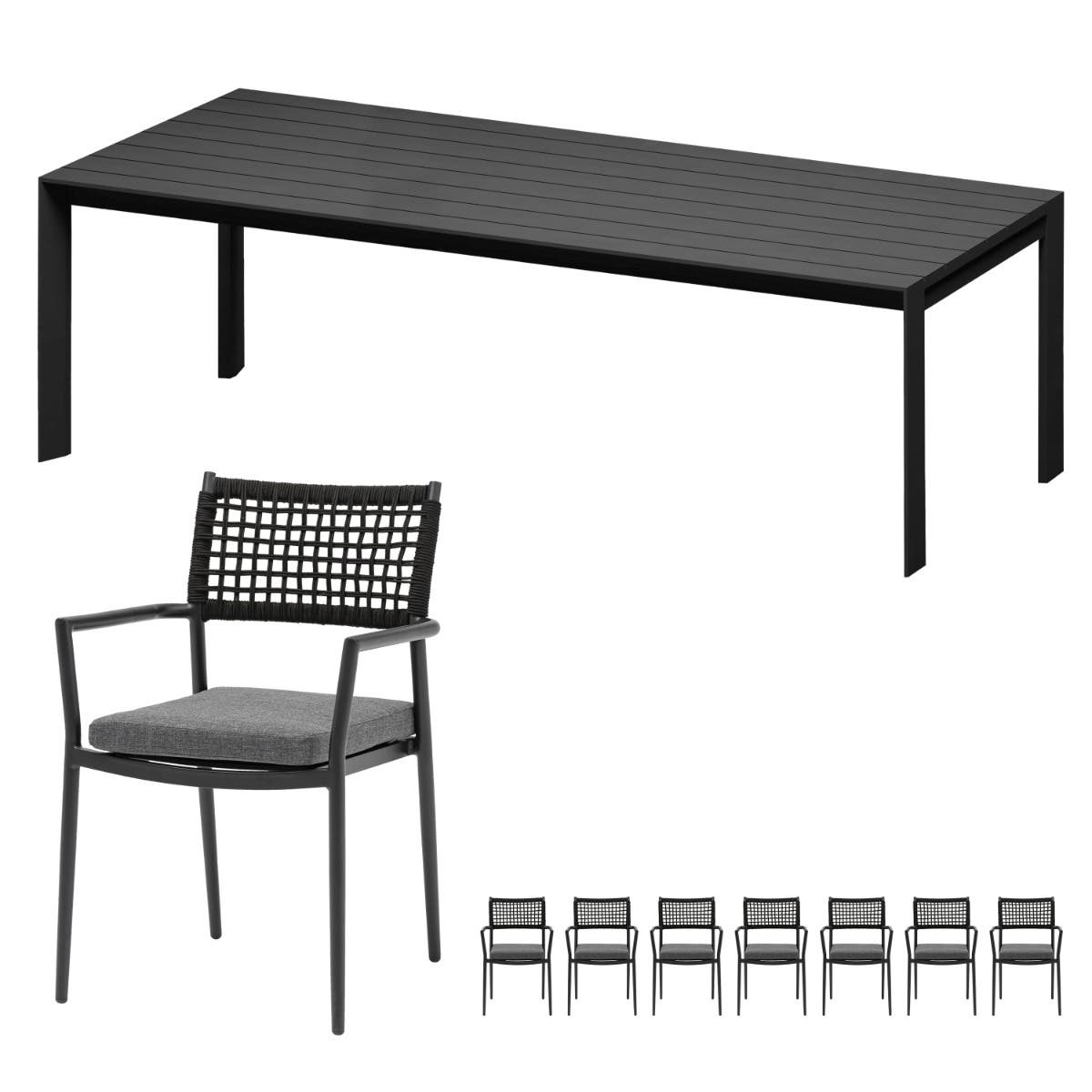 Ease up Diningset 8-zits Liv Zwart