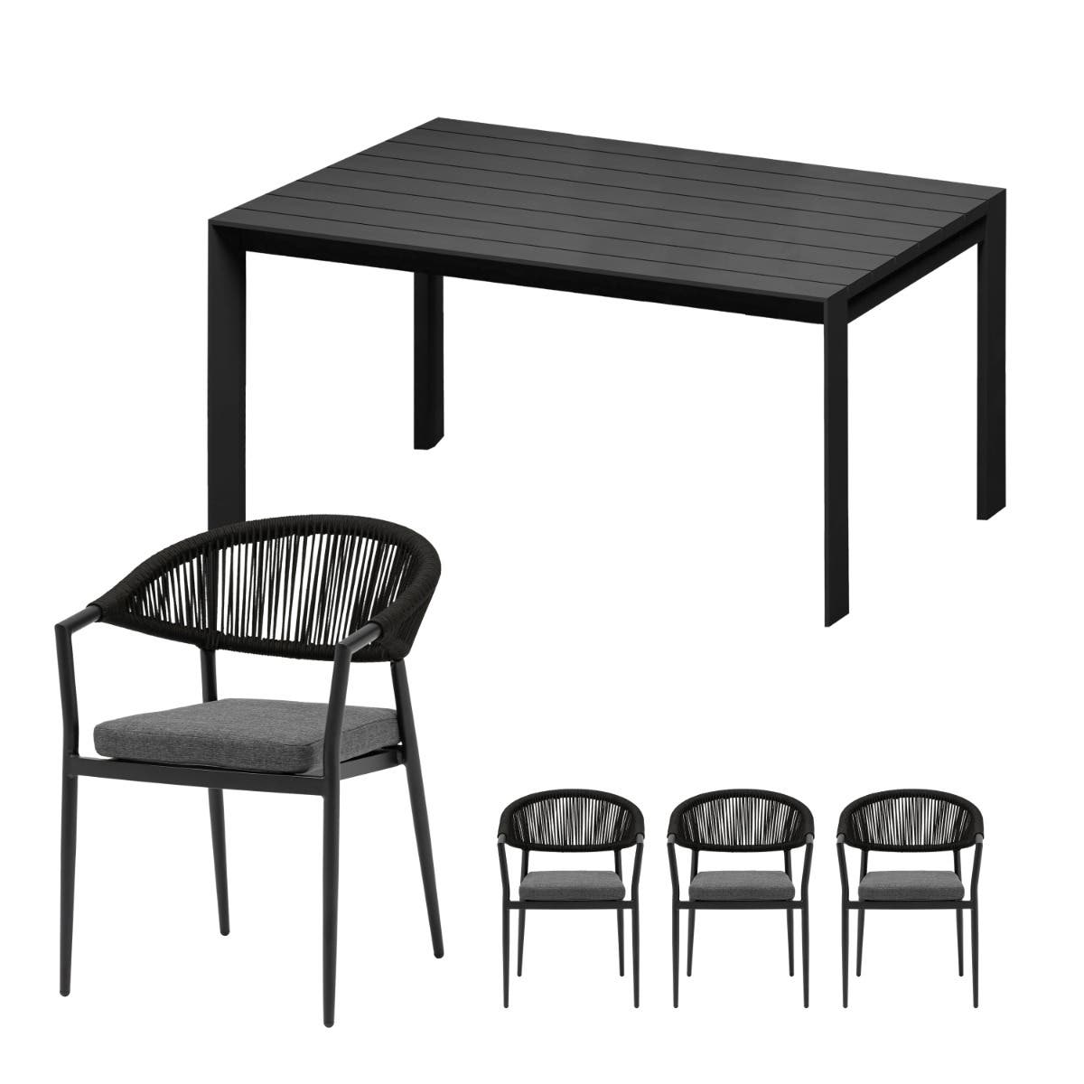 Ease up Diningset 4-zits Bo Zwart