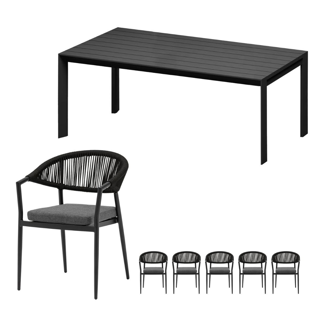Ease up Diningset 6-zits Bo Zwart