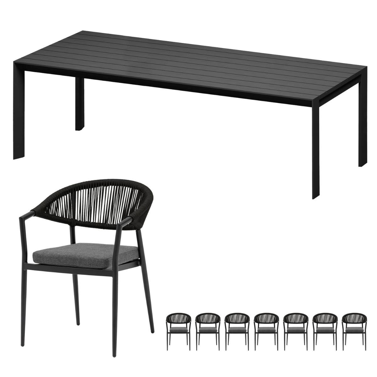 Ease up Diningset 8-zits Bo Zwart