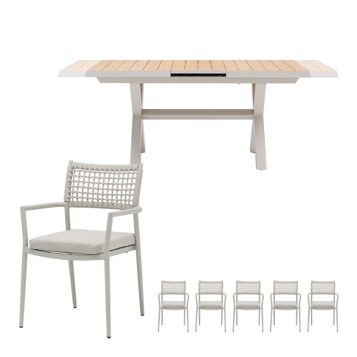 Royal Seasons Liv uitschuifbare dining set zand 6 personen