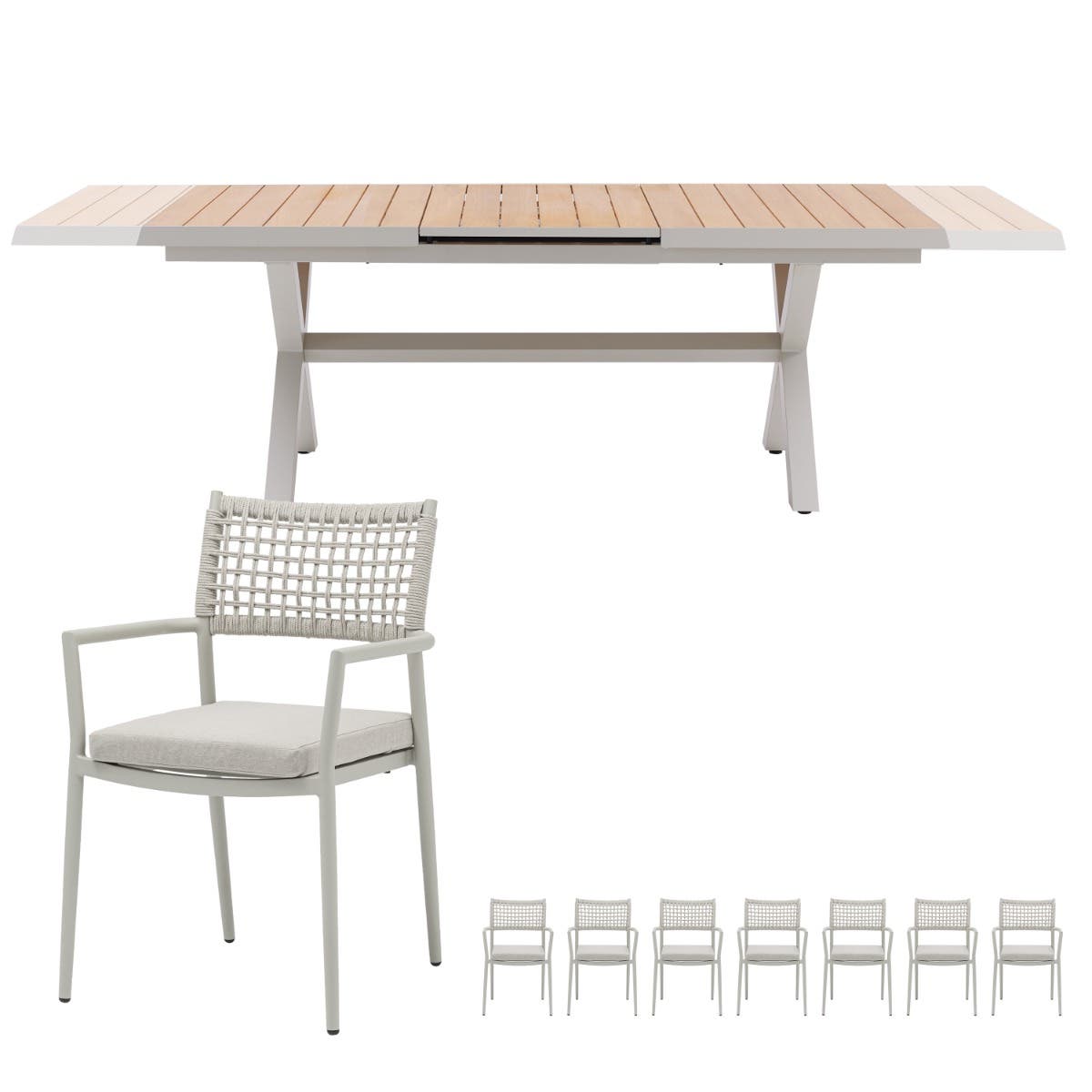 Royal Seasons Liv uitschuifbare dining set zand 8 personen