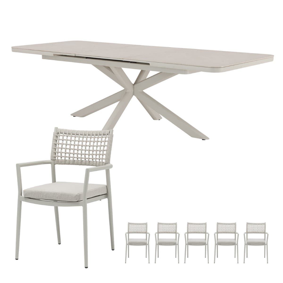 Royal Seasons Liv uitschuifbare dining set zand 8 personen